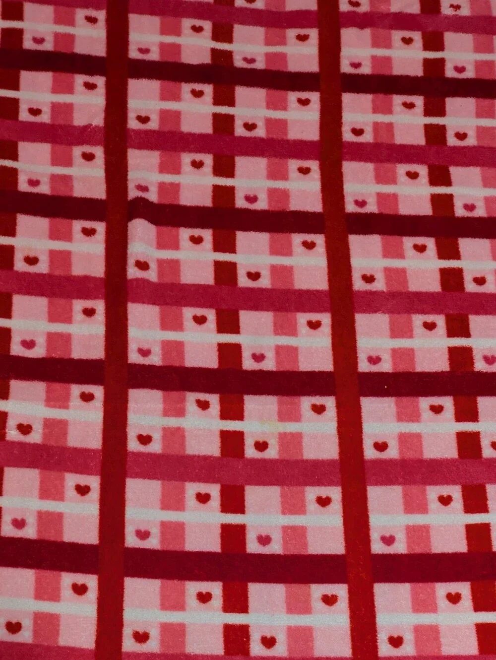 Northpoint Blanket Pink Red White Heart Plaid Fleece Throw Soft Home Bedding